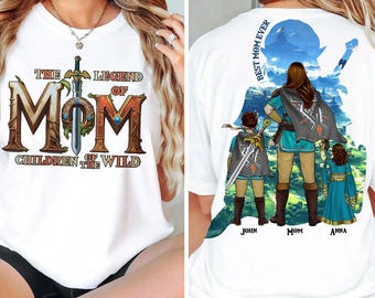 Camiseta personalizada de fantasía y aventuras "La mejor mamá del mundo", camiseta personalizada con el nombre de los niños para mamá, regalo del Día de la Madre, camiseta para mamá gamer, regalo para mamá.