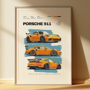 Porsche poster with a sketch type 911 art. Porsche  911 poster