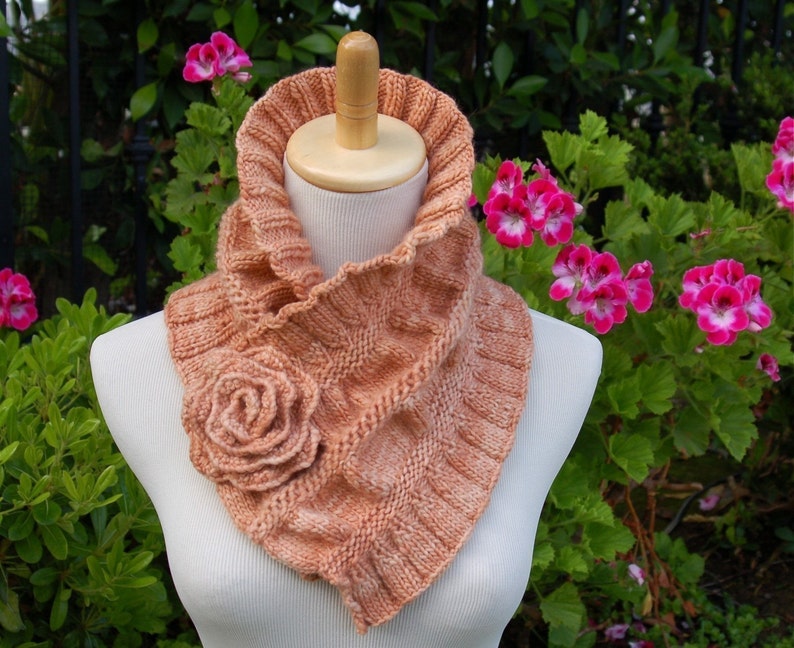 Ruffled and Ruched Scarf PDF Knitting Pattern Instant Download ENGLISH ONLY image 1