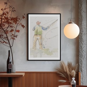 Fly Fishing Etsy Watercolor Painting