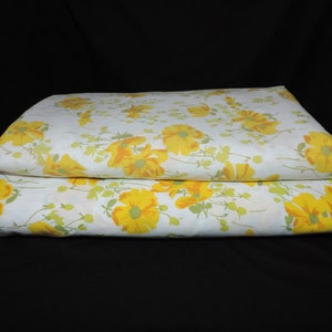 vintage yellow floral sheet 1970s shabby cottage flat sheet king size