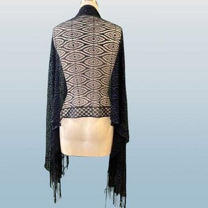 navy fringed shawl vintage bohemian evil eye festival wrap stevie nicks