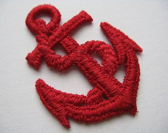 red anchor appliqué vintage nautical military patch sewing trim