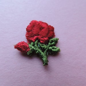 red rose patch vintage embroidered flower appliqué trim