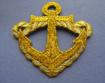 nautical gold anchor patch large vintage sailor appliqué trim