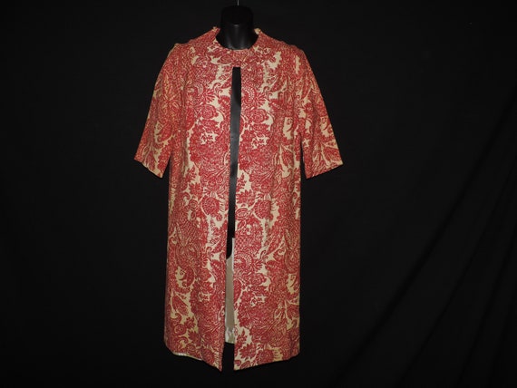 vintage toile canvas coat 1960s red and cream jack