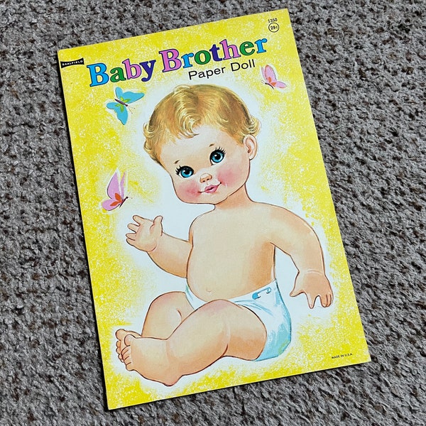 vintage paper doll baby 1960s Saalfield Baby Brother unused