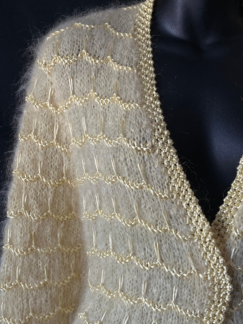 yellow mohair cardigan vintage knit wool sweater medium image 2