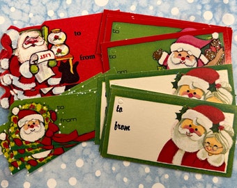 vintage Christmas tags kitsch holiday Santa gift tags paper ephemera mixed media collection