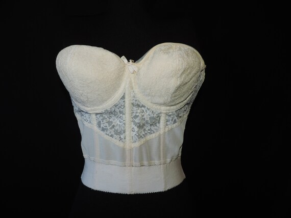vintage lace bustier Jantzen cream merry widow bur
