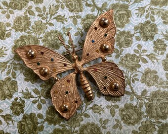 jeweled butterfly brooch vintage rhinestone jeweled signed pin