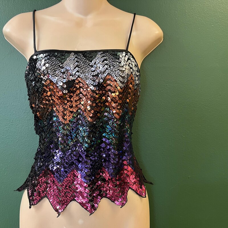 1970s Perfect Purple Sequin Top