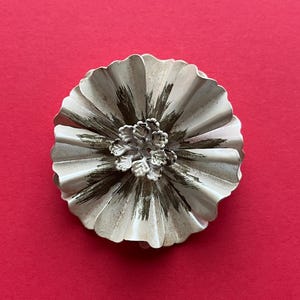 vintage flower brooch 1960s white enamel floral pin