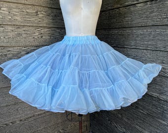 pale blue ruffle petticoat vintage full circle crinoline small medium