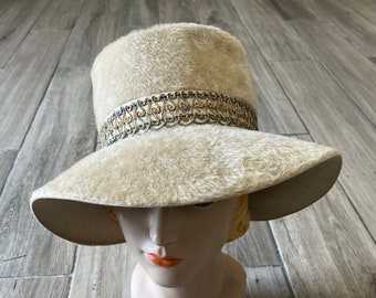 1960s fawn floppy hat vintage fur chapeau boho fashion