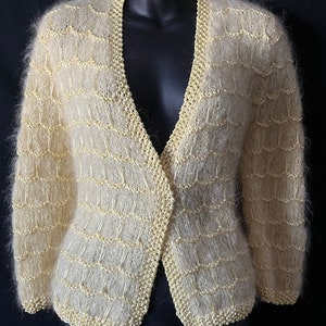 yellow mohair cardigan vintage knit wool sweater medium image 4