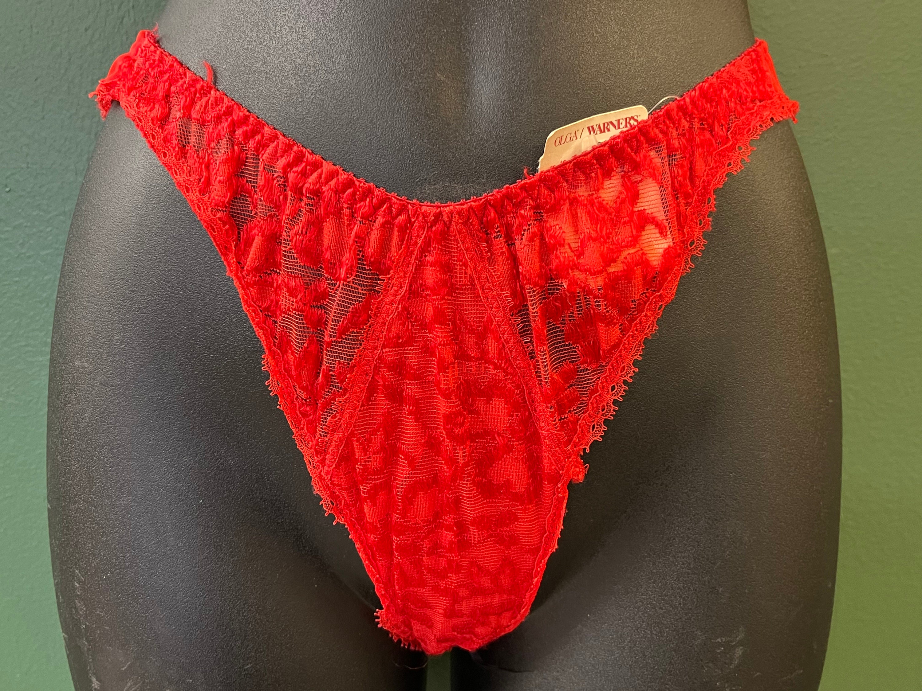 Vintage Womens Panties High Cut Underwear Red Vanity Fair Delta