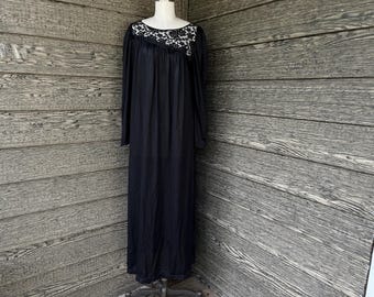 black lace nightgown san souci nylon long gown medium large