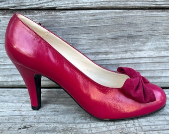 minnie pink bow pumps high heel sweetheart heels / shoes 8