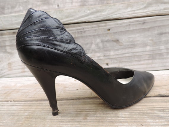 vintage black stiletto heels 1980s high heel fetis