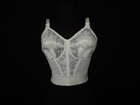 vintage long line bra white lace bullet bra 50s me