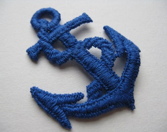 blue anchor patch vintage nautical sailor appliqué trim NOS