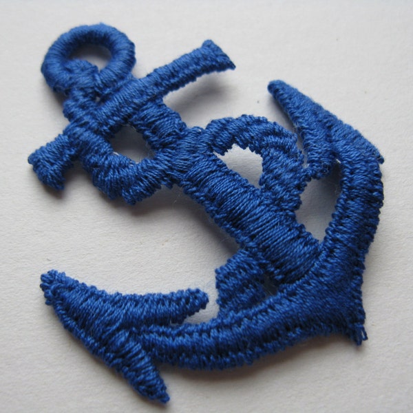 blue anchor patch vintage nautical sailor appliqué trim NOS