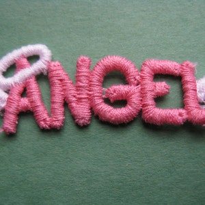 vintage ANGEL appliqué patch pink winged trim
