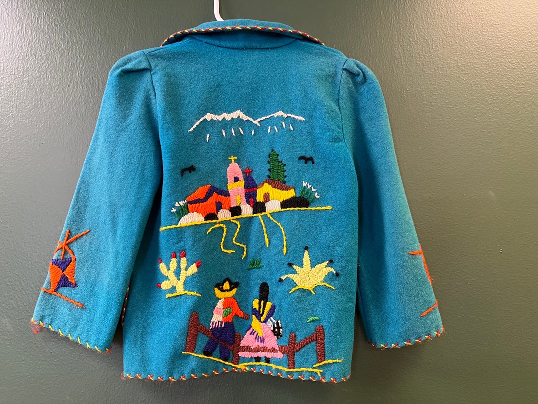 Vintage Mexican Wool Fiesta Jacket Children's Felt Etsy