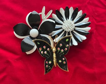vintage flower brooch collection 1960s flower pin jewelry lot