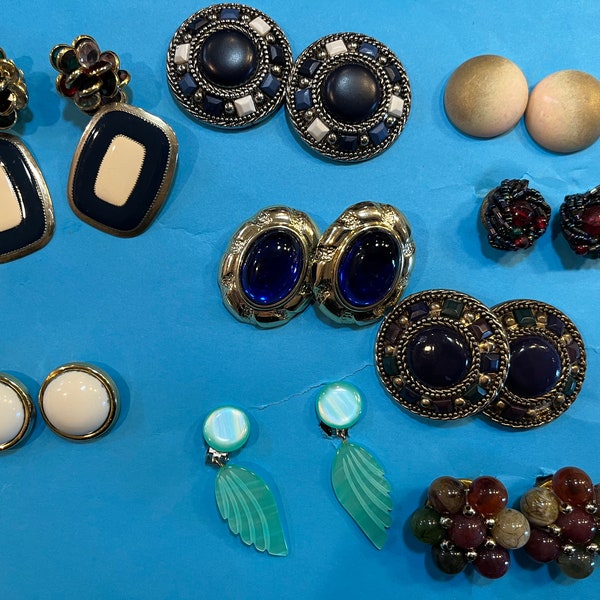 1980's power earrings collection jewelry destash resale lot of 10 pair 80s jewelry 80s earrings