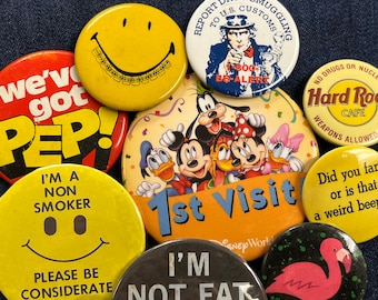 vintage pinback button lot instant jacket button collection of ten
