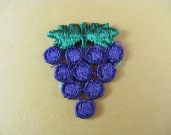 vintage grapes appliqué embroidered wine purple fruit jacket patch trim
