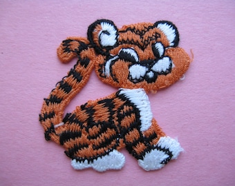 vintage tiger patch 1960s mascot cat appliqué trim