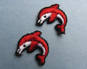 vintage dolphin applique red dolphin patch sewing trim