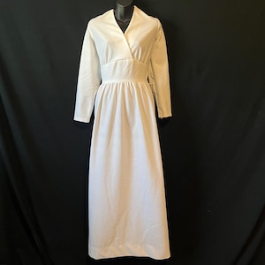1970s white maxi dress crossover bodice long gown large