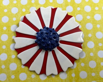 1960s enamel flower brooch mod patriotic floral pin