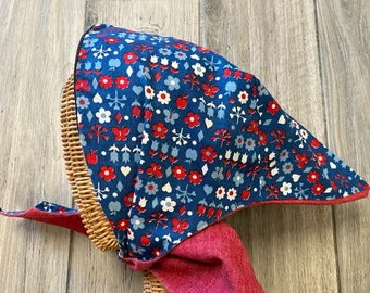 crazy daisy bandana vintage red white and blue hippie mod babushka / head cover