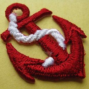 red anchor patch vintage nautical appliqué trim