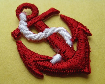 red anchor patch vintage nautical appliqué trim