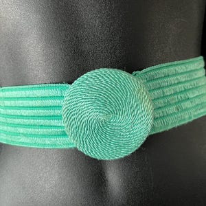 aqua stretch belt 1980s elastic circle buckle small