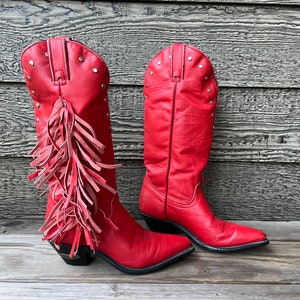 Girls red hotsell fringe boots