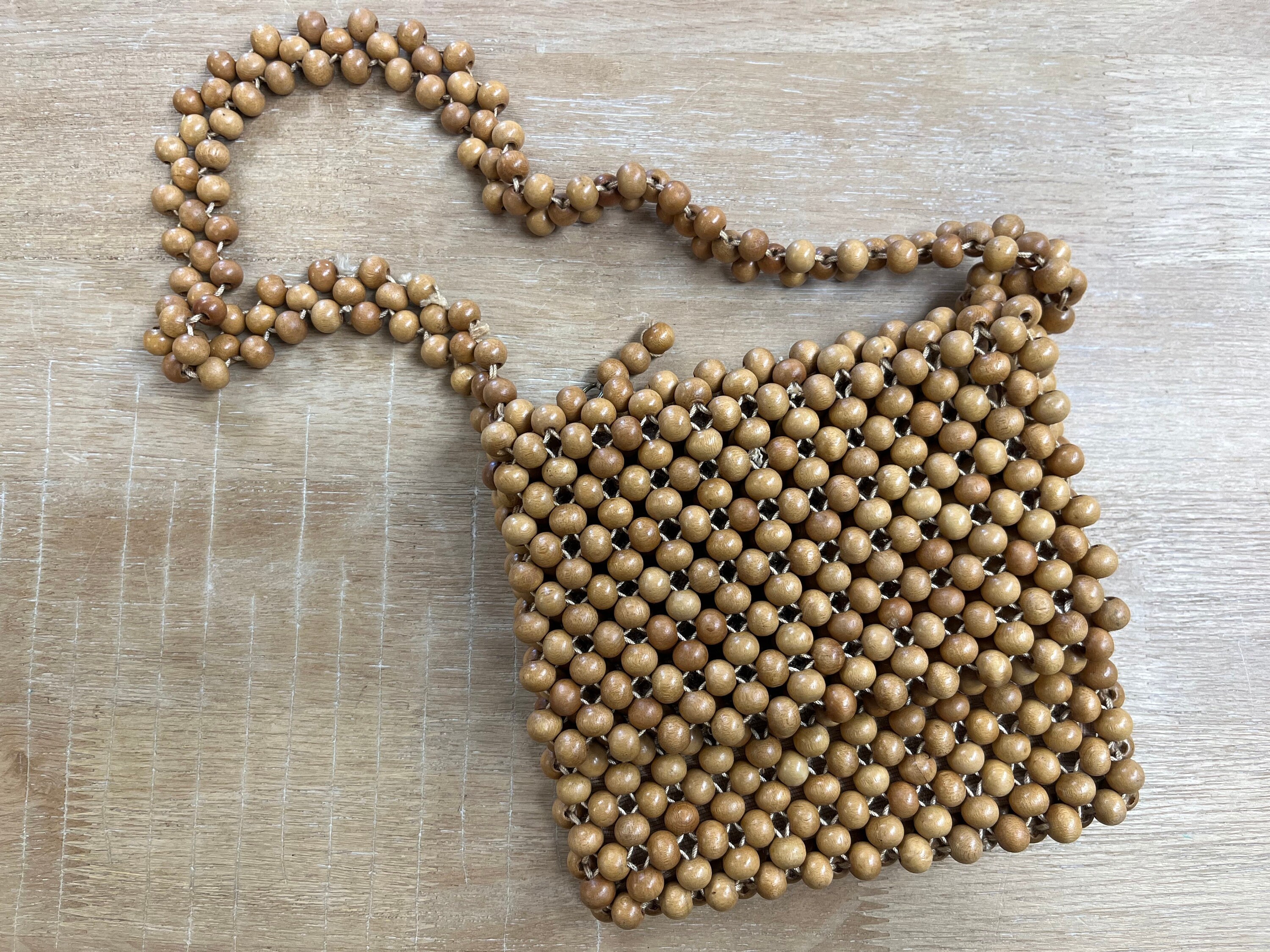 Wooden Bead Purse Satchel Hobo Bag Boho Hippie Green Brown Bold Earthtone |  eBay