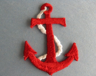 red anchor appliqué vintage nautical naval sailor military patch