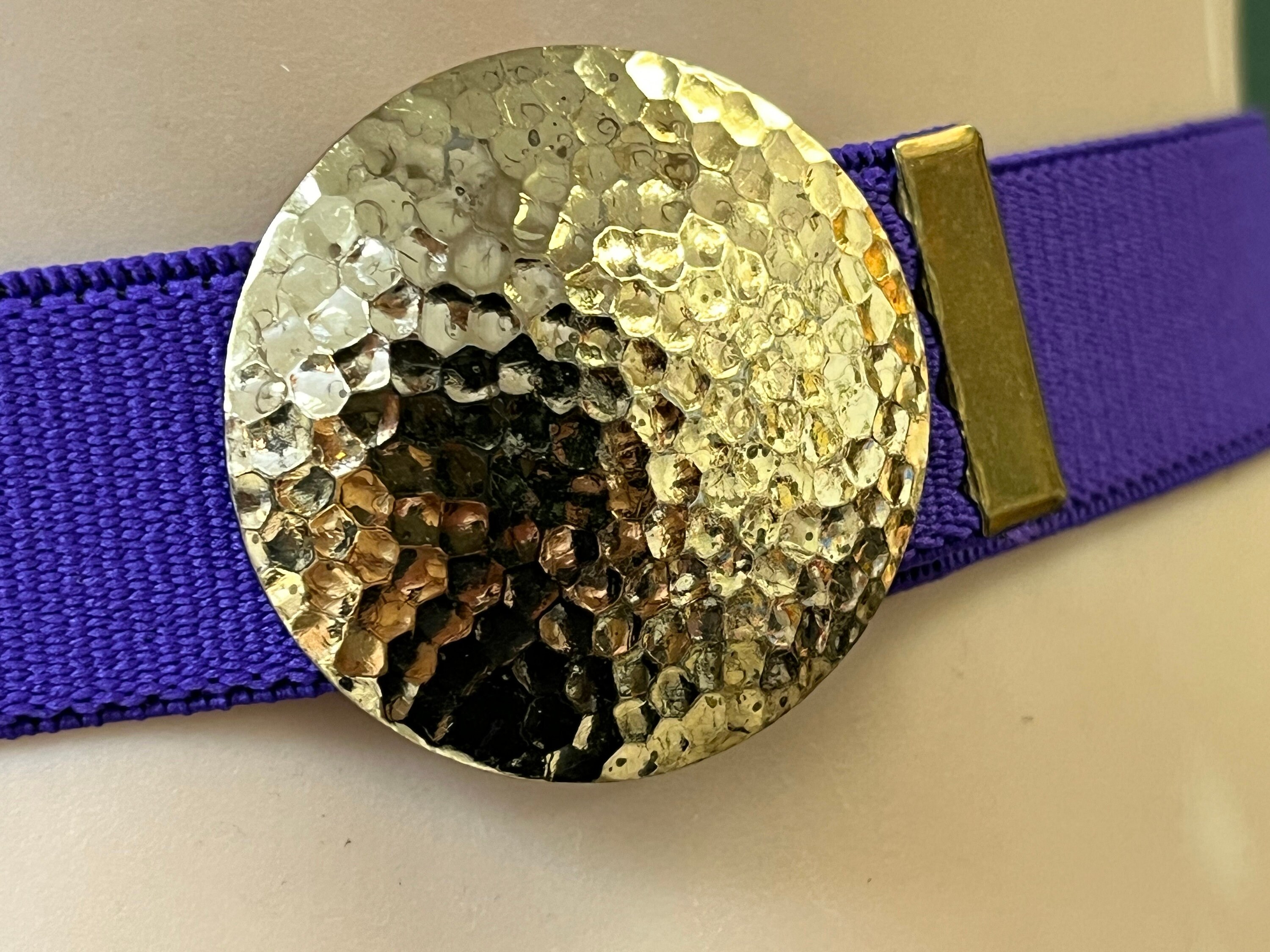1980s Purple Stretch Belt Vintage Elastic Adjustable Gold  display picture 1