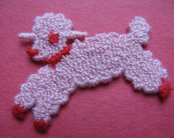 vintage lamb appliqué patch pink sheep poodle trim new old stock