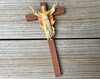 Fontanini cross vintage wood Italian Jesus wall cross