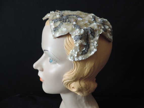 Rare Mid century WW II Prom Vintage 1930/'s-1940/'s Summer Hat* Cream Lace /& Silk Roses Party Wedding Very Unusual Retro
