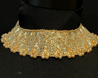 vintage pearl collar necklace made in japan beaded choker dickie