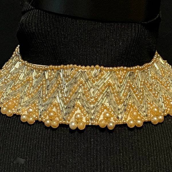 vintage pearl collar necklace made in japan beaded choker dickie